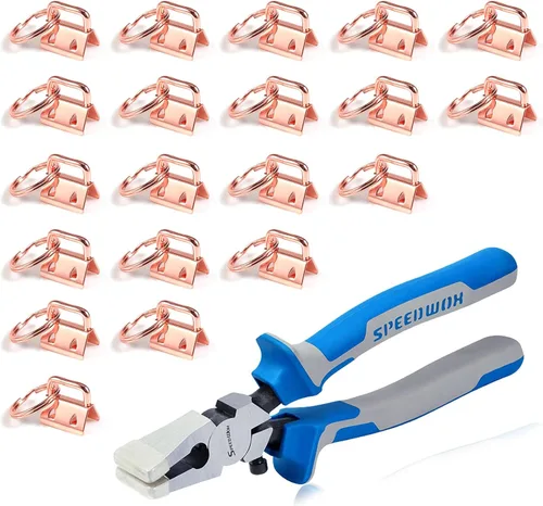 SPEEDWOX Juego de 20 piezas de accesorios para llaves de oro rosa de 0.8 pulgadas, alicates de vidrio de 8 pulgadas con puntas de goma, para