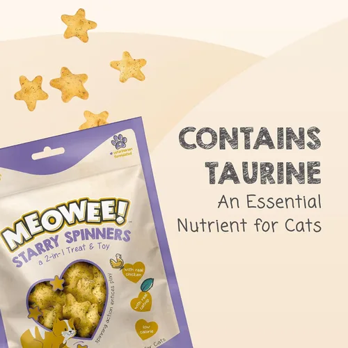 Miniatura 9 de MEOWEE! Starry Spinners - Golosina para gatos, 2.8 onzas, regalo 2 en 1 y juguete hecho con pollo real, hígado de pollo y hierba gatera, fomenta