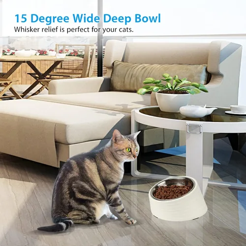 Miniatura 7 de Uppetly Tazón Inclinado para Perros 1 Taza, Cuenco de Comida para Perros y Gatos de Acero Inoxidable Inclinado 15°, Comedero Antideslizante
