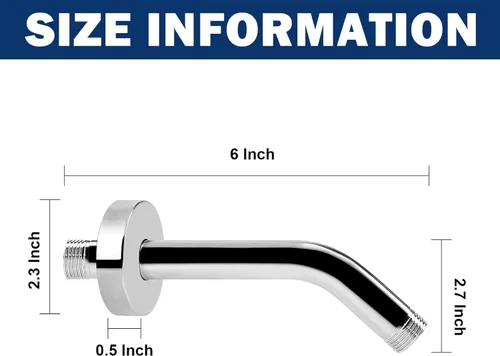Miniatura 2 de NearMoon Brazo de ducha con brida, hecho de tubo extensor de extensión de ducha de acero inoxidable 304, montado en pared para cabezal de ducha fijo