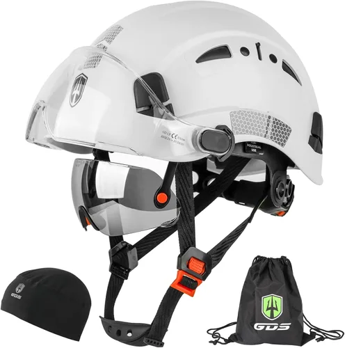 Miniatura 10 de GREEN DEVIL Casco de seguridad con visera tintada y transparente con ventilación Casco de construcción ABS Cascos de construcción para hombres Negro