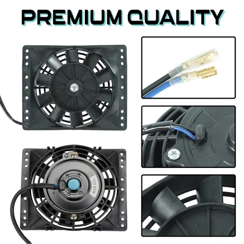 Miniatura 3 de Ventilador de enfriamiento eléctrico de empuje delgado de 6 pulgadas 650CFM Radiador Enfriador de aceite Kit de montaje universal Negro