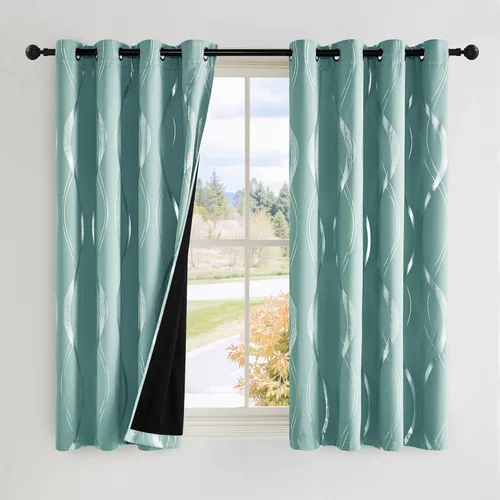 Miniatura 16 de NICETOWN Paneles de Cortinas Opacas para Dormitorio - Tratamiento de Ventanas con Aislamiento Térmico, Ojales Sólidos, Cortinas Opacas con Diseño