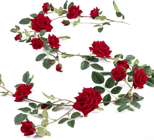 Veryhome - Guirnalda de rosas artificiales estilo enredadera, falsas, para colgar, plantas de hiedra y rosas, 1.83 m para decoración de boda, fiesta