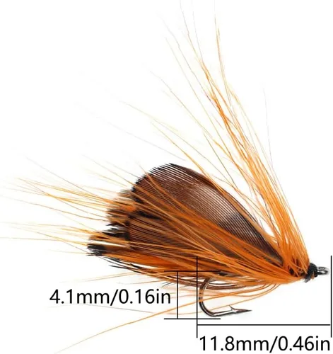Miniatura 2 de Juego de 40 moscas de pesca, señuelos de mariposa, atados a mano, trucha, lubina, mosca, surtido con caja de moscas para pesca con mosca, lubina