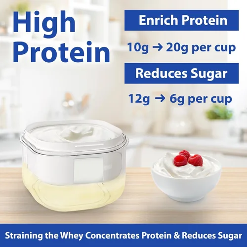 Miniatura 3 de Ultimate Colador de yogur, para hacer delicioso, alto en proteínas, yogur griego, 70% menos azúcar y lactosa, máquina de yogur griego de malla fina