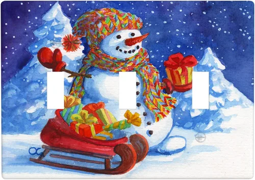 Miniatura 15 de Cubierta de interruptor de luz dúplex de 1 banda, cubierta decorativa de Navidad con copos de nieve rojos, placa frontal decorativa para cocina