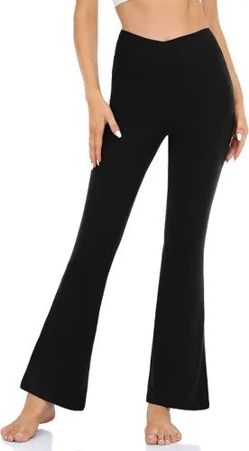 Miniatura 4 de Pantalones de yoga con corte de bota para mujer, leggings acampanados para mujer, cintura alta, cruzada, entrenamiento, descanso, pantalones