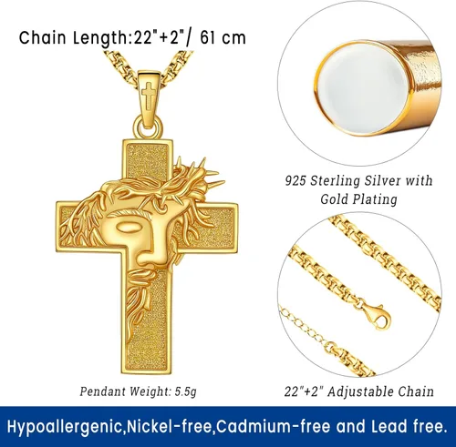 Miniatura 186 de Eusense San Miguel San Cristóbal San Benito San Judas Virgen María Collar chapado en oro 925 joyería religiosa para hombres y mujeres, collar