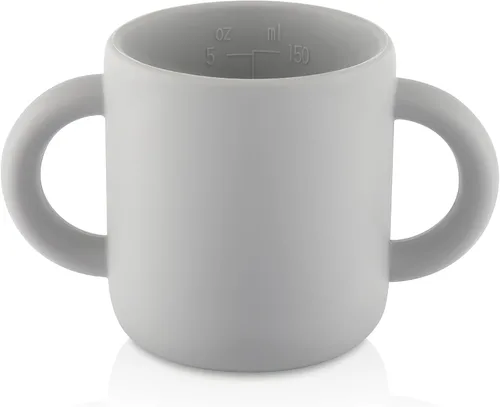 Taza de entrenamiento de silicona para bebés, taza de aprendizaje para niños pequeños con dos asas, taza abierta para bebés de 5 onzas, ideal para