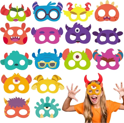 32 máscaras faciales de animales de safari monstruo para niños, monstruo, selva, bosque, zoológico, animales, máscaras de dibujos animados para