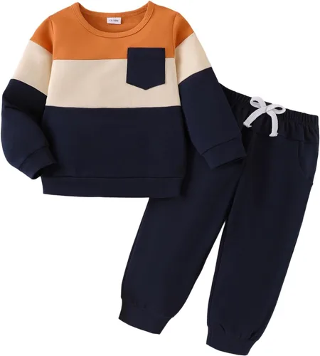 Miniatura 53 de Ropa de otoño e invierno para bebé, trajes de niño pequeño, sudadera de manga larga, sudadera de retazos y pantalones, 2 piezas, 12 meses a 5 años