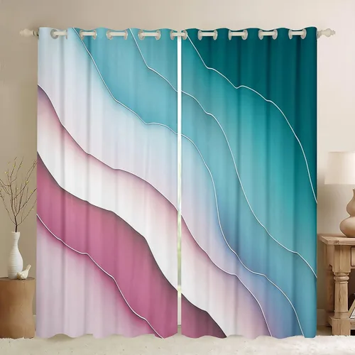 Miniatura 13 de Feelyou Cortinas abstractas degradadas para niños, adolescentes, azul, rojo y negro, cortinas de ventana para dormitorio, sala de estar, decoración