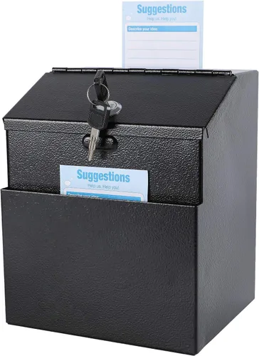 xydled Caja de sugerencias con cerradura montable en pared de metal para donación/boleta/votación/colección/caja de depósito de llaves con 50