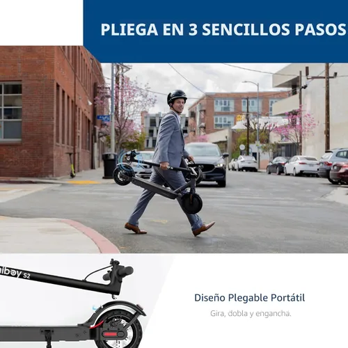 Miniatura 5 de Hiboy S2 Electric Scooter - 8.5" Solid Tires - Up to 17 Miles Long-Range & 19 MPH Portable Folding Commuting Scooter for Adults with Double Braking