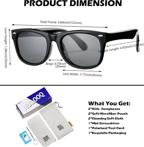 Miniatura 7 de Lentes de sol polarizados para niños y niñas, marco flexible irrompible TPEE con protección UV400 de 3 a 8 años