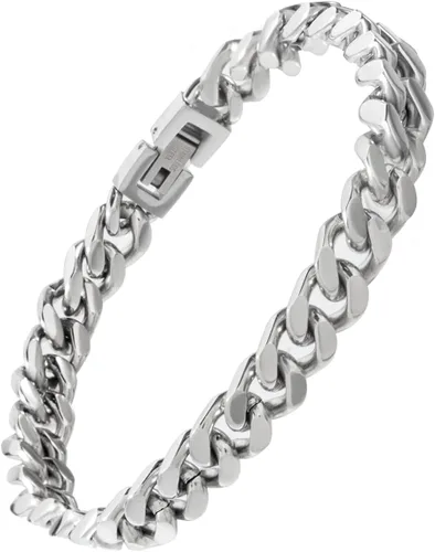 Pulsera de eslabones cubanos de acero inoxidable de 0.315 pulgadas para hombresmujeresniños, platachapado en oro de 18 quilates, 789 pulgadas,