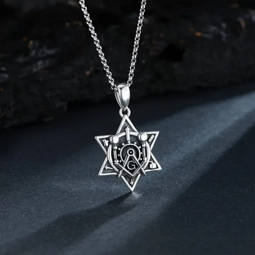 Miniatura 4 de ROMANTIC WORK - Collar de amuleto para el día del padre, plata de ley 925, colgante de estrella de David, Jesús eslavo, rueda de sol Alá, joyería