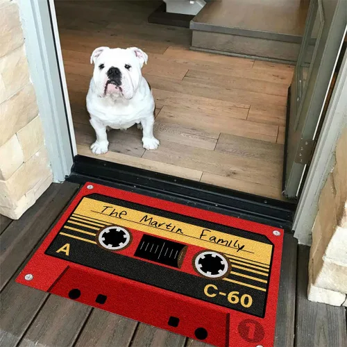 Miniatura 3 de ENCYCOM Tapete de puerta de casete personalizado con nombre de la familia, tapete familiar personalizado para entrada en interiores y exteriores