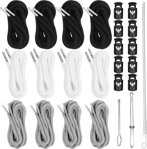 MiniRed 12 piezas de cordón de 57 pulgadas para sudaderas, cordones de repuesto con enhebradores fáciles y cierres de cordón, cordones para