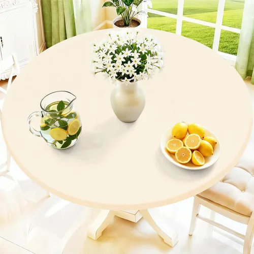 Miniatura 35 de Moosfor Mantel redondo de elastano, elástico ajustable impermeable para mesas de 18 a 24 pulgadas, mantel de picnic elástico lavable para Azul