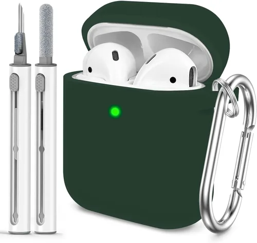 Miniatura 30 de Funda Protectora para AirPods 1/2, viene con kit de limpieza, funda protectora de silicona suave con hebilla, compatible con estuche de carga