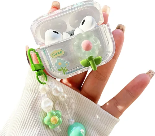 Miniatura 15 de Funda para Airpod Pro 2/1, linda flor 3D con llavero funda protectora de TPU transparente compatible con AirPods Pro de 2ª y 1ª generación, funda