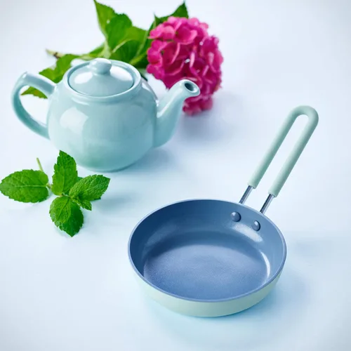 Miniatura 2 de GreenPan Mini sartén antiadherente de cerámica saludable, redondo de 5 pulgadas, sin PFAS, apto para lavavajillas, mango fresco, verde menta