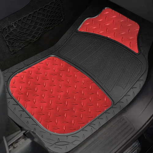Miniatura 2 de FH Group Alfombras de piso para autos - Alfombras de goma metálica resistentes para autos, juego completo de ajuste universal, alfombras de piso a