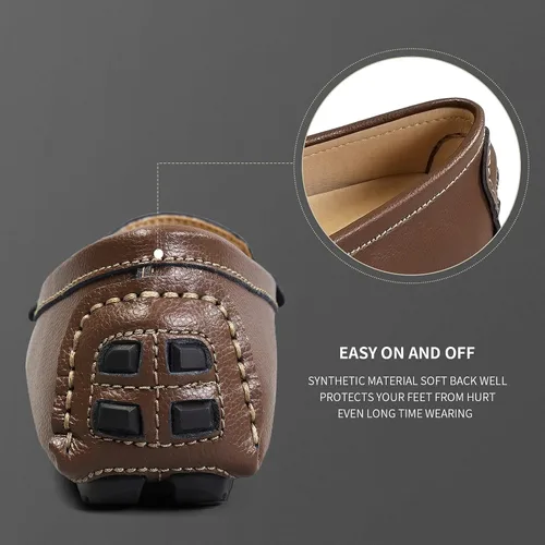 Miniatura 8 de Artisure Mocasines clásicos de cuero genuino para mujer, mocasines de conducción, mocasines casuales sin cordones, zapatos de barco cómodos y a