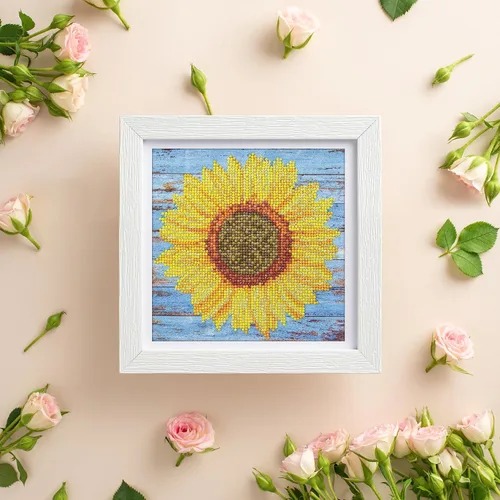 Miniatura 3 de DIAMOND ART BY LEISURE ARTS Kits de pintura de diamantes para adultos de 8 x 8 pulgadas, girasol principiante, taladro completo, kits de arte