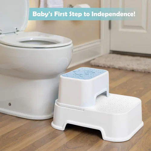 Miniatura 7 de Taburete de 2 escalones para niños, antideslizante multifuncional para baño, fregadero y inodoro para entrenamiento de orinal, soporta hasta 220 Azul