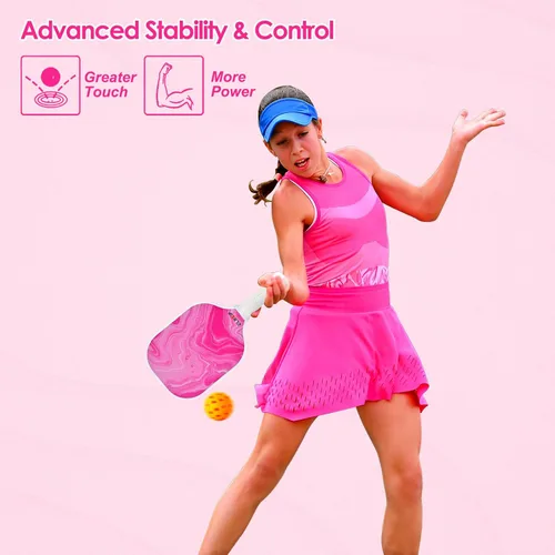 Miniatura 5 de Paleta de pickleball compuesta con cubierta para mujer, fibra de carbono de grafito, polipropileno, núcleo de panal de abeja, raqueta de pickleball