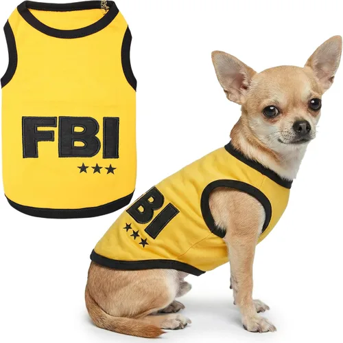 Miniatura 18 de Camiseta para Perro Parisian Pet - Camiseta Bordada FBI - 100% Algodón, Ropa Transpirable para Perros - Chaleco para Mascotas Sin Mangas - Camisas
