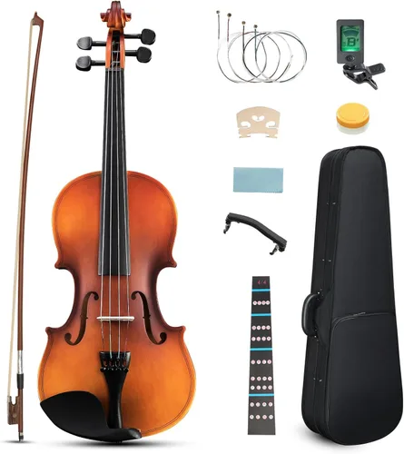 Miniatura 11 de Ktaxon Violín 3/4 para principiantes, violín para estudiantes y entusiastas, kit de violín acústico con estuche, arco, colofonia y manual Satinado