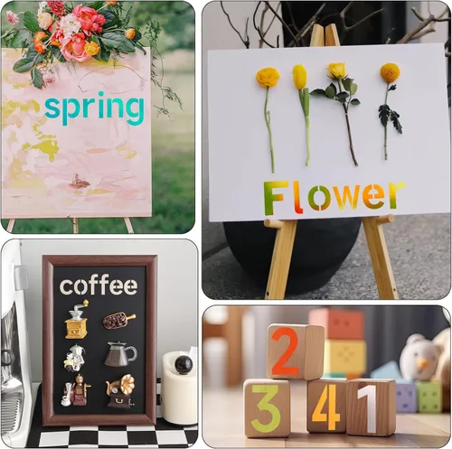 Miniatura 5 de Plantillas de letras de 2 pulgadas, plantillas de símbolos y números para manualidades, 63 plantillas de alfabeto reutilizables que se entrelazan