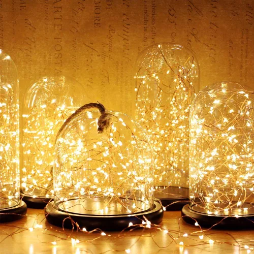 Miniatura 4 de Twinkle Star Guirnalda de luces de alambre de cobre de 100 luces LED de 33 pies Luces de Cadena de Hadas 8 modos, alimentada por USB, con control