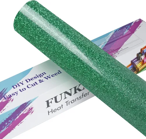 Miniatura 22 de FUNKAKA Rollos de vinilo de transferencia de calor HTV negro con purpurina, vinilo de poliuretano para planchar de 12 pulgadas x 25 pies