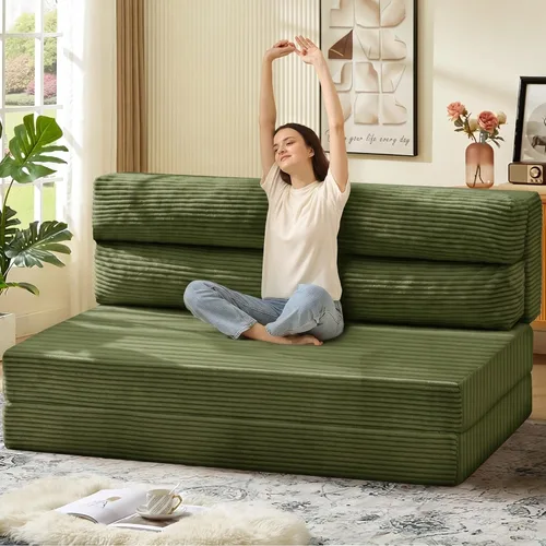 Miniatura 10 de JUIKURY Sofá cama plegable, silla cama convertible con almohada, colchón plegable, sofá cama de dos en uno, sofá cama extraíble portátil, silla cama