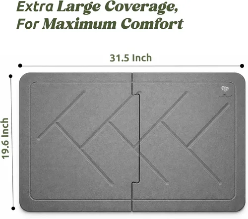 Miniatura 2 de ME MOTHER EARTH Tapete de baño XL de doble cara de piedra de 19.7 x 31.5 pulgadas, tierra de diatomeas, tapete de baño y cocina, 2 piezas de secado