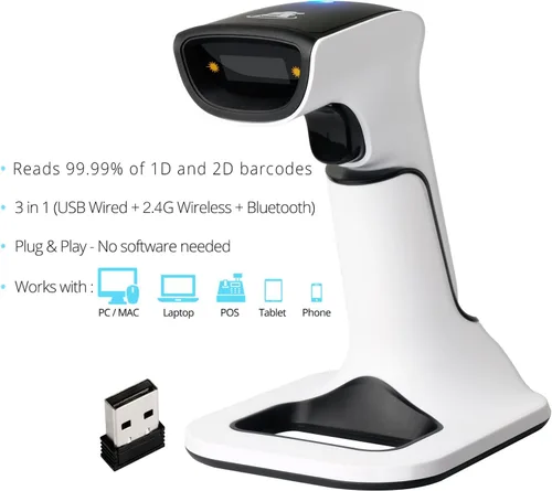 Miniatura 5 de ScanAvenger Escáner de Código de Barras Bluetooth Inalámbrico Portátil 1D&2D con Soporte Bluetooth: Escáner de Mano 3-en-1, Inalámbrico, Pistola