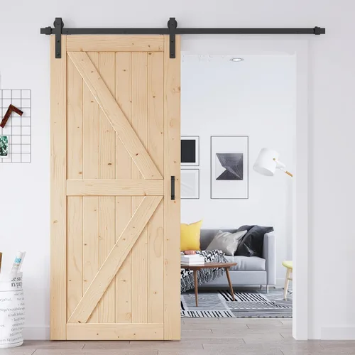 Miniatura 9 de EaseLife - Puerta corrediza estilo granero de 32.0 x 84.0 in con kit de herrajes para puerta de granero de 5.5 pies y asa incluida, montaje DIY