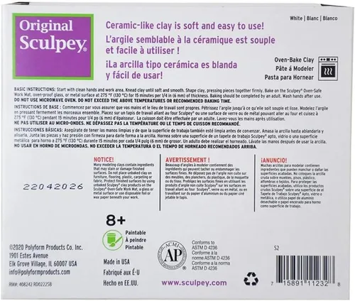 Miniatura 6 de Sculpey Original Oven-Bake Clay, White, 1.75 lb. (Pack of 3)