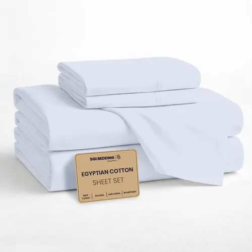 Miniatura 24 de SGI bedding Sábanas 100% algodón egipcio tamaño individual – Sábanas refrescantes, ropa de cama blanca suave y transpirable, ropa de cama de lujo