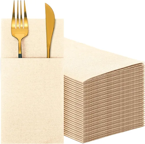 Miniatura 16 de Cindeer 150 piezas de servilletas de cena azul marino con sensación de lino, bolsillo plano incorporado, preplegadas, servilletas de papel 2-Azul