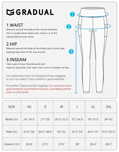 Miniatura 7 de G Gradual Leggings de invierno con forro polar para mujer, con bolsillos, resistentes al agua, cintura alta, pantalones térmicos cálidos