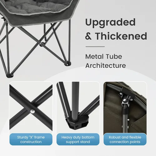 Miniatura 6 de OUTDOOR LIVING SUNTIME Silla de campamento cómoda acolchada de gran tamaño con reposapiés extraíble, capacidad de peso de 400 libras, silla plegable