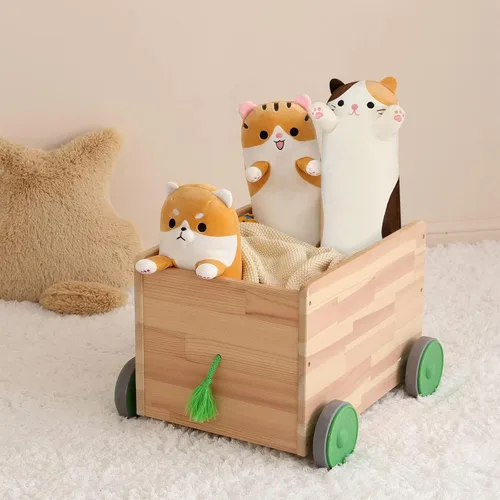 Miniatura 6 de PEACH CAT Almohada de felpa de gato de 19.6 pulgadas de largo, lindos animales de peluche de gatito, juguetes de peluche suaves, regalos para niños
