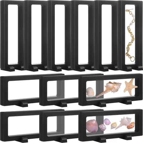 Miniatura 10 de Harloon 12 Pzs Estuche de Exhibición Flotante 3D Marco Flotante Soportes de Exhibición para Monedas de Desafío Caja de Marco de Joyería para Negro