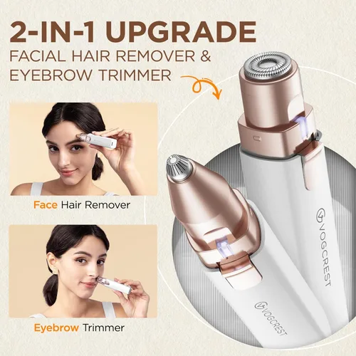 Miniatura 2 de Removedor de vello facial recargable para mujeres: removedor eléctrico de cejas y vello facial 2 en 1 - Adecuado para recortar cejas, mentones